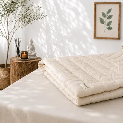 Produktbild von Sleepoos Ganzjahresdecke 195x215 cm, 100 % Baumwolle, handgefertigt