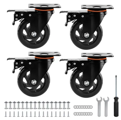 Image de Roulettes pivotantes avec frein, 100 mm, lot de 4, pour applications lourdes