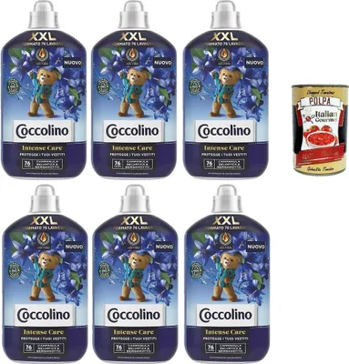 Produktbild von Coccolino Intense Care XXL Ammorbidente Concentrato Wilde Campanula und Bergamotte,Konzentrierter Weichspüler,76 Wäschen, 6x 1750ml + Italian Gourmet polpa 400g