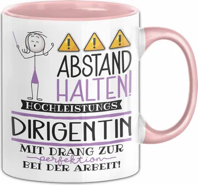 Produktbild von Dirigentin Tasse Geschenk Lustig Abstand Halten Hochleistungs-Dirigentin Mit Drang Zur Perfektion Bei Der Arbeit (Rosa)
