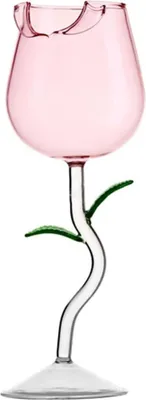 Produktbild von Rote Weingläser - Rosenblütenform - Borosilikatglas - Cocktailglas - für Zuhause, Restaurants, Bars und Feiern