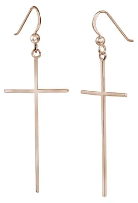 Produktbild von MATERIA by Matthias Wagner Rosegold Ohrhänger Kreuz lang 20x59mm 925 Silber rosé vergoldet mit Schmuck-Box SO-78
