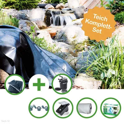 Produktbild von Teich Set "Havel" - Mittlerer Folienteich - Teichfolie 30 Qm Mit Vlies, Smartline Druckfilter Set Und Smart Plug