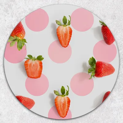 Produktbild von Glas-Herdabdeckplatten Glaskeramikkochfeld-Abdeckung Spritzschutz Glas Runden Schneidebrett fi40 cm - Früchte Erdbeeren