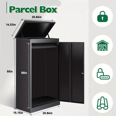 Produktbild von Briefkasten - Paketbriefkasten - Wandbriefkasten - Paketbox - Postfach - Stahl - Großformat: 53x42x127 cm