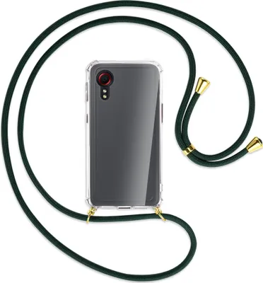Produktbild von Handykette Backcover-Schutzhülle mit Band (Metall goldfarben) für Samsung Galaxy Xcover 5 (G525) - dunkelgrün