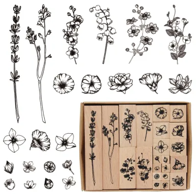 Obrázek produktu pro Sada 22 vintageových dřevěných gumiových razítek pro scrapbooking