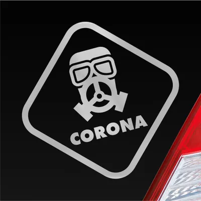 Produktbild von Auto Aufkleber Corona Maske Gasmaske  Hazard Krank Infiziert Husten 10x10 cm Silber Sticker Heckscheibenaufkleber