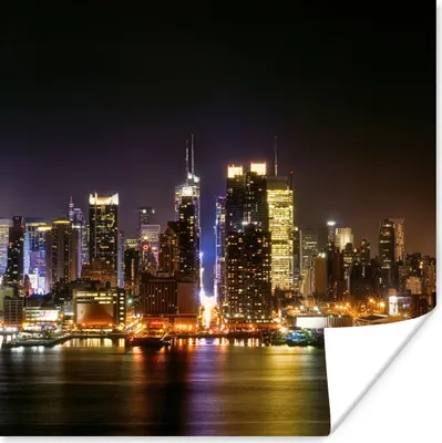 Produktbild von MuchoWow® Poster New York - Skyline - Farben 50x50 cm - Wohnzimmerdekoration