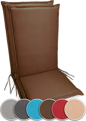 Produktbild von sunnypillow 2er Set Gartenstuhlauflagen  120 x 50  extra Dicke 9cm   Hochlehner Auflagen waschbar wasserdicht  Polsterauflagen Outdoor Stuhlauflagen Polster Sitzkissen Gartenstuhl  Braun