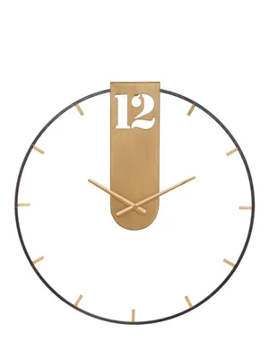 Image de Horloge murale Mauro Ferretti, modèle Goldy, dorée et noire, dimensions 60 x 4,5 cm