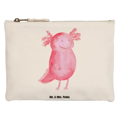 Produktbild von Mr. & Mrs. Panda Federmappe Axolotl Glücklich Grösse XL Große - Weiß - Geschenk, Schwanzlurch, Etui, Mäppchen, Federtasche, Kosmetiktasche, Gute Laune, Lurch, gut Gelaunt