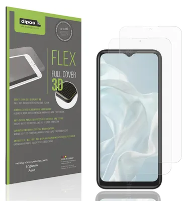 Produktbild von 2x Full Cover Schutzfolie matt für Logicom Aero Panzerfolie Anti-Shock