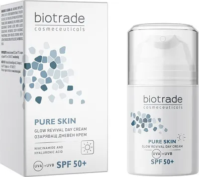 Produktbild von Biotrade Pure Skin Glow Revival Gesichtscreme SPF 50+ Tief hydratisierende Tagescreme bei den ersten Anzeichen von müde und schlapper Haut 50 ml
