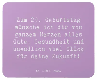 Produktbild von Mr. & Mrs. Panda Mouse Pad Spruch 29. Geburtstag Wünsche - Lavendeltraum - Geschenk, mausteppich, alles Gute, Mauspad, feiern, Happy Birthday, Alter, mousematte, Mousepad