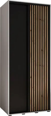 Produktbild von MEBLE KRYSPOL Sapporo 1 Schrank mit 2 Schiebetüren  - 205,2x110x60 cm - Weiß Schwarz Artisan