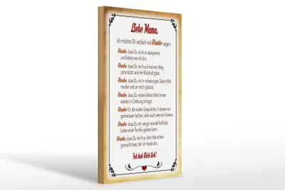 Produktbild von Holzschild Spruch 20x30cm liebe Mama Ich hab dich lieb