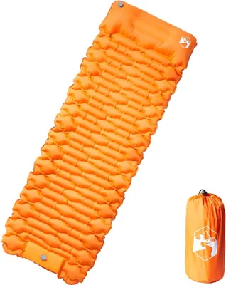 Image de Matelas de camping autogonflant avec oreiller 1 personne orange