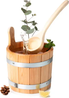 Produktbild von Liebenstein Sauna Eimer mit Kelle aus Lärche/Espe (5L)