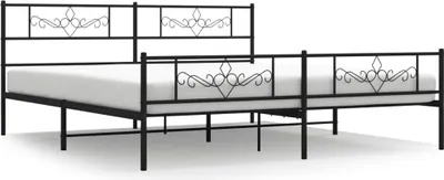 Produktbild von vidaXL Bettgestell mit Kopf- und Fußteil Metall Schwarz 200x200 cm