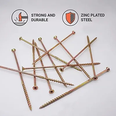 Packung mit 16 gelben verzinkten Holzschrauben 6,0 x 200 mm - Torx-Kopf, Typ 17, senkkopf, Spanplattenschrauben