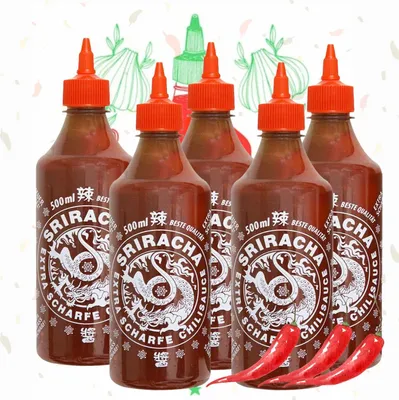 Produktbild von A-One Sriracha Sauce 12 x 500ml Extra Scharf - Chilisauce Super Scharf - 12er Vorteilspack - Perfekt für Gastronomie