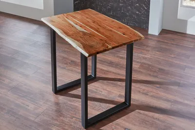 Produktbild von Bartisch Baumkante massiv Akazie nussbaum 160 x 85 schwarz