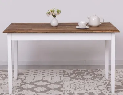 Produktbild von Casa Padrino Landhausstil Esstisch Dunkelbraun / Weiß 140 x 70 x H. 78 cm - Massivholz Küchentisch - Landhausstil Esszimmer Möbel