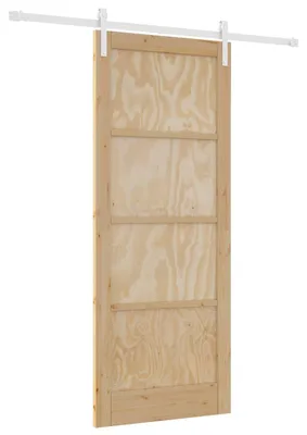 Zdjęcie produktu dla Drzwi przesuwne vidaXL w kolorze naturalnym i białym, 86 x 211 cm, z litego drewna sosnowego
