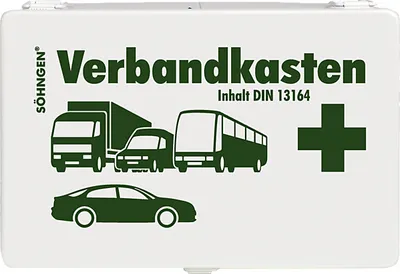 Produktbild von KFZ-Verbandkasten Metall weiß mit Füllung Standard DIN 13164