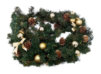 Produktbild von LED Tannengirlande 270cm Weihnachtsdeko Weihnachtsgirlande Girlande Türgirlande warmweiß, Farbe:gold