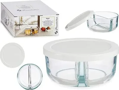 Produktbild von Pasabahce Lunch Box 2 Fächer White Transparentes Glas (16 x 7,6 x 16 cm)