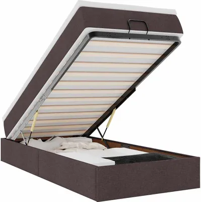 Zdjęcie produktu dla vidaXL Łóżko otomana z materacem ciemnobrązowe 90x190 cm tkanina