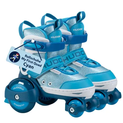 Produktbild von HUDORA Rollschuh My First Quad Gr. 26-33 - cyan - größenverstellbare Rollschuhe für Kinder bis 20kg - Einsteiger-Rollerskates mit großen Rollen