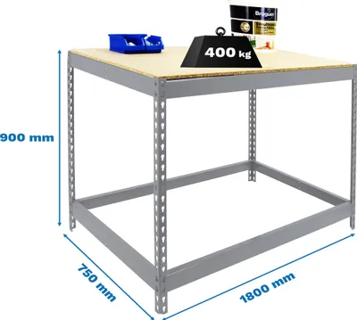 Produktbild von Simonrack Werkbank SIMONWORK BASIC 1 silber 180,0 x 75,0 x 90,0 cm