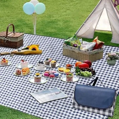 Produktbild von Große Picknickdecke,Picknickdecke Wasserdicht Waschbar 200x200cm,Stranddecke Sandfrei,Große Stranddecke,Faltbare Wanderdecke,Outdoor Decke,für Strand,Picknick,Camping