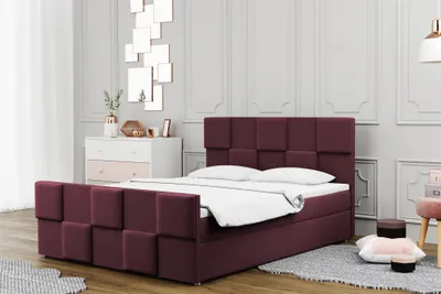 Produktbild von Boxspringbett Schlafzimmerbett MURILO 160x200cm in Stoff Monolith Purpurrot