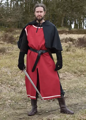 Produktbild von Mittelalter Waffenrock Eckhart, rot/natur - Wappenrock Ritterkostüm LARP Verkleidung Herren Größe: S/M/L