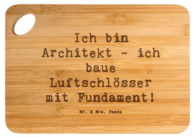 Produktbild von Mr. & Mrs. Panda Holzbrett Spruch Architekt Luftschlösser - Transparent - Geschenk, Design, Brett, Hackbrett, Baukünstler, Architekturliebe, Geschenke für Berufstätige