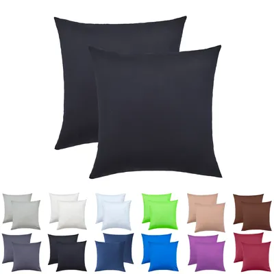 Produktbild von 2er Set Kissenbezüge Kissenhüllen 100% Baumwolle 80x80 cm Schwarz