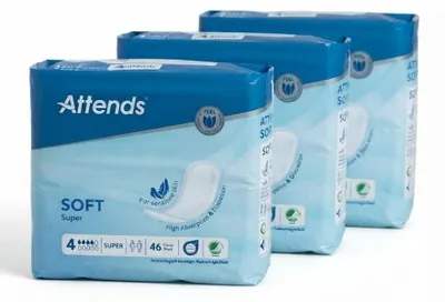 Produktbild von Attends Soft 4 Super Inkontinenzeinlagen 138 Stück 3x46 Einlagen Blasenschwäche