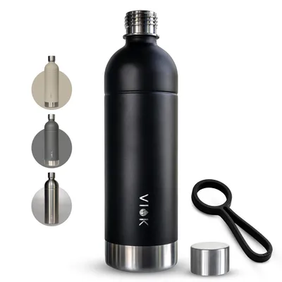 Obrázok produktu pre VIOK 1,3-litrová fľaša z nehrdzavejúcej ocele pre bublinkové bombičky Aarke Carbonator 3, Smeg, Brita (vhodná aj pre Sodapop Cooper a Philips GoZero) - čierna