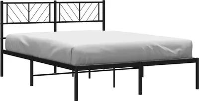 Productafbeelding van vidaXL Bedframe met hoofdeinde, zwart metaal, 135x190 cm