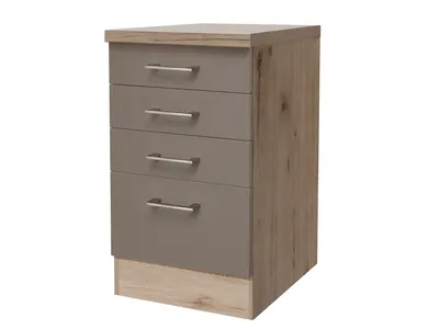 Produktbild von Schubkastenschrank - 50 cm breit - Quarz-Cubanit San Remo Eiche – Rodello