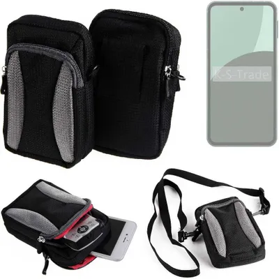 Produktbild von K-S-Trade Holster Schutz Hülle kompatibel mit Sharp Aquos Sense9 Handy Hülle Gürteltasche Umhängetasche mit Zusatzfach schwarz