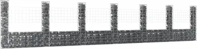 Produktbild von The Living Store Gabionenkorb U-Form mit 7 Säulen Eisen 740x20x150 cm