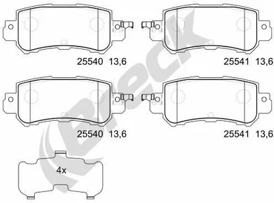 Produktbild von BRECK 25540 00 702 00 Bremsbeläge Satz Hinten Bremsklötze für MAZDA CX-5 (KE, GH) CX-3 (DK) 2 Schrägheck (DL, DJ)