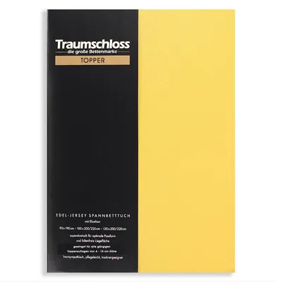 Produktbild von Traumschloss Topper Edel-Jersey Spannbettlaken 90-120 x 200-220 cm gold 165g/m², 95% gekämmte Mako Baumwolle, 5% Elasthan