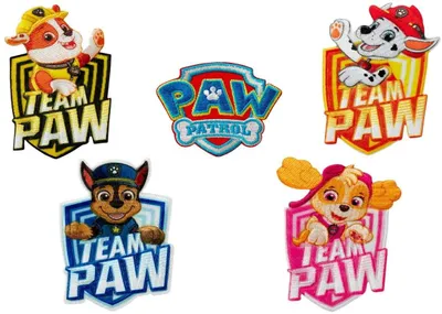 Obrázok produktu pre Paw Patrol © Sada 5 nášiviek Team Chase Marshall Skye, nažehľovacie nášivky, nášivky, na nažehlenie
