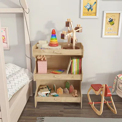 Obrázok produktu pre Skye Decor, kvalitná knižná polica, buk, 65,6 x 80,5 x 34,3 cm | 100% melamínová drevovláknitá doska, hrúbka: 8 mm | Moderný dizajn pre štýlové obytné priestory.